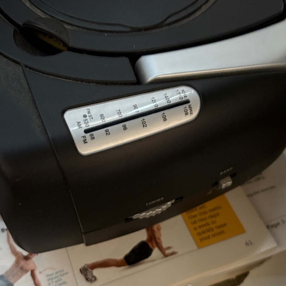 CD player. Black and Silver Radio with Tuning Dial AM FM. - Picture 2 of 5